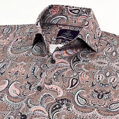 Hawes & Curtis Mens XL Extra Large Paisley Pink Purple Long Sleeve Shirt - Image 1 of 4