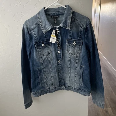 Chaqueta para mujer INC International Concepts talla M jean de mezclilla NUEVA descolorida Foto 1 de 4