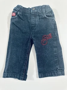 Jeans Ecko Unlimited bambino/neonato ricamato logo rosso blu taglia 9M Y2K - Foto 1 di 8