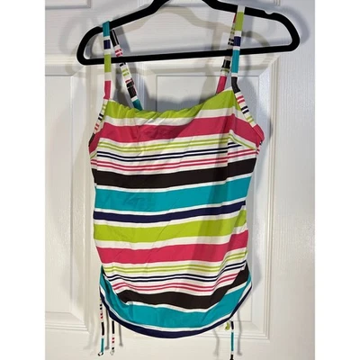 Tankini de natación Jag 36D a rayas acanaladas correas ajustables para mujer Foto 1 de 4