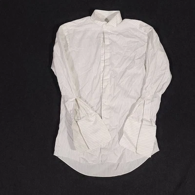 Camisa de vestir Ermenegildo Zegna para hombre 37/14,5 calce clásico blanco a rayas puño francés Foto 1 de 4