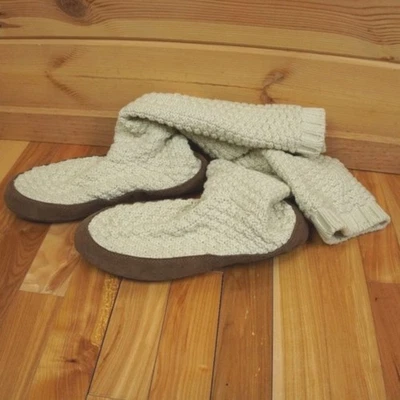 LL Bean Cream Knitted Long Slippers SZ 10.5-11.5 - Image 1 of 4