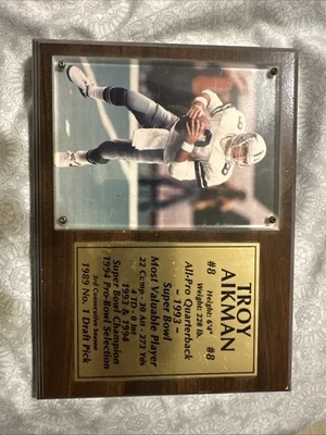 Troy Aikman, Dallas Cowboys All Pro Quarterback, placa de Jugador Más Valioso del Super Bowl 1993 Foto 1 de 3