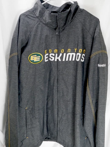 Reebok CFL Edmonton Eskimos Authentic Sideline Jacket Full Zip Gray Mens 2XL Cover