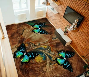 3D Blue Butterfly 42RAIN36 Floor WallPaper Murals Wall Print Decal AJ Honey - Picture 1 of 6