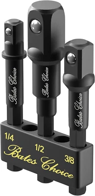 Bates- Impact Socket Adapter Set, 3 PCS, 1/4", 3/8" and 1/2", with Holder, Socke - Image 1 of 4