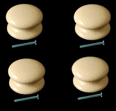 Packs Of Cream Crackle Ceramic Porcelain Victorian Drawer Door Knobs + Bolts - Image 1 of 3