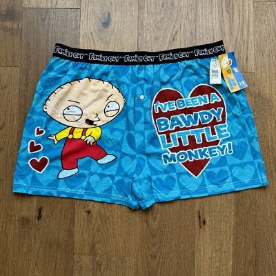 Family Guy Boxer Adulto XL Stewie Griffin Divertida Ropa Interior Hombres Antiguo Stock 2006 NUEVO Foto 1 de 4