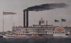 Mississippi Steamboat Currier & Ives Farbdruck 12x9 St. Louis KEIN Mayflower  - Bild 1 von 12