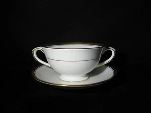 Coalport Elite Gold Smooth Cream Soup Bowl & Stand Vintage Bone China England - Picture 1 of 4