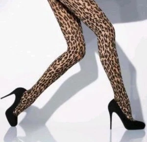 LEOPARD PRINTED OPAQUE TIGHTS FOOTLESS CAPRI NEW QUALITY FASHION FAST FREE POST  - Picture 1 of 12