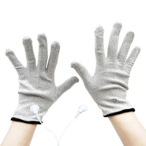 Conductive Silver Fiber Electrode Gloves Pads Electrotherapy Massage Gloves - Bild 1 von 13
