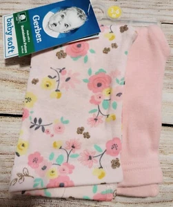 NWT Gerber Organic Baby Girl LOUNGE PANTS/LEGGINGS Set Pink Floral Rose 6-9-12 m - Picture 1 of 1
