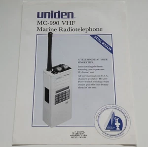SALES &SPECS SHEET*UNIDEN MC-990*AMERICA'S CUP 90CH VHF MARINE RADIO TRANSCEIVER - Zdjęcie 1 z 10