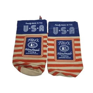 Tito's Handmade Vodka Patriotic Burlap Bag Pouch Bottle Cover Gift Cheers USA - Picture 1 of 5