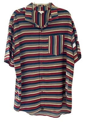 LuLa Roe Multicolor Striped Button-Up Short Sleeve Casual Men's Shirt Size XL - Image 1 of 4