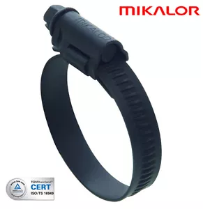 MIKALOR 32-50mm BLACK STAINLESS STEEL HOSE CLAMP, CLIP HIGH GRIP (JUBILEE TYPE) - Picture 1 of 1