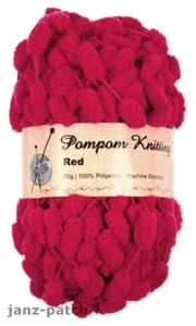 6 x 70g - PomPom Knitting & Crochet Yarn - soft with big bobbles - Deep Pink - Picture 1 of 3