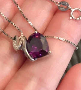 Vintage Style Amethyst Sterling Silver Necklace 18’’ - Picture 1 of 2