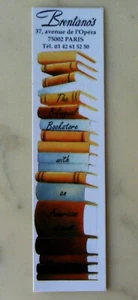 Vintage 90s BRENTANO'S Paris BOOKMARK Business Card Glossy Front, Stack of Books - Bild 1 von 7