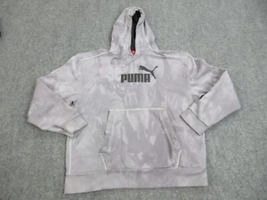 Puma Sweater Mens Large Purple Gray Hoodie Drawstring Pocket Logo Sweatshirt - Picture 1 of 13