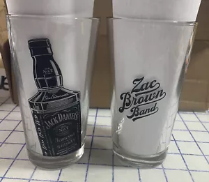 Zac Brown Band  Jack Daniels Live Tour 16 oz Pint Beer Tumbler Glass SET OF 12 - Picture 1 of 7