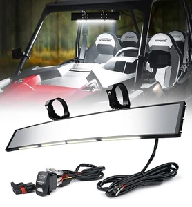 Espejo retrovisor central curvo UTV de 17,5" con luces para Polaris RZR 1000 de 1,75"-2" - Imagen 1 de 8