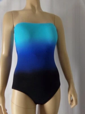 TOMMY BAHAMA Swimsuit size 6 black blue fade Island Cays sunprotect Bandeau NWT - Image 1 of 4