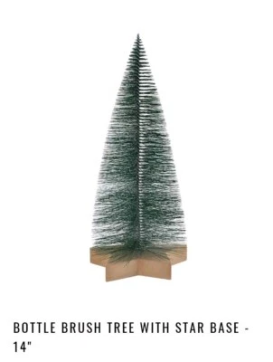 14 Inch Tall Bottle Brush Christmas Tree Wooden Star Base. NWT - Image 1 of 4