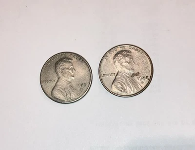 1981D and 1983D Silver Colored Pennies Lincoln Memorial Actual Cent Penny - Image 1 of 4