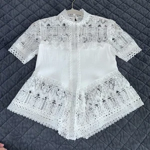 Alexis Top Damen kleine Spitze weiß Shirt Bluse Blayze halbtransparent Häkel E - Bild 1 von 10