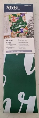 FELIZ NAVIDAD 28" X 44" VERDE CON ADORNOS CASA BANDERA NUEVO Foto 1 de 4