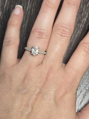 Women's 1 Carat Oval Multi Diamond White Gold Engagment Ring - Image 1 of 4