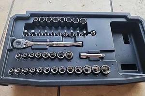 Husky 43 Piece Ratchet And Socket Set 3/8 Drive SAE/MM W Tray 6-19 Deep Short - Picture 1 of 11