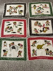 Scandinavian Vintage Folk Art People Placemats Rare C1 - Picture 1 of 10