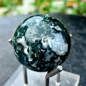 137G Natural Moss Agate Ball Crystal Gemstone Tower Healing Decoration Gift - Picture 1 of 24