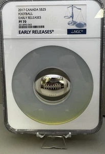 2017 Canada S$25 .999 Silver Football NGC PF70 Early Releases - Picture 1 of 9