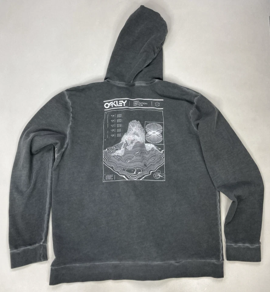 Oakley High Definition Optics Overdyed Graphic Full Zip Hoodie Men XXL Gray - Image 1 of 4