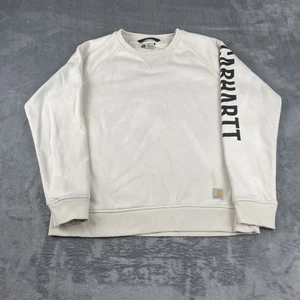 Carhartt Women's Relaxed Fit Mid Weight Crew Neck Logo Sleeve Sweater, Size L - Picture 1 of 12