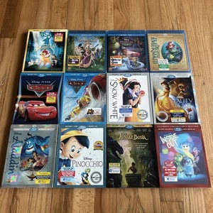 Disney DVD Blu Ray Slipcover Combo Lot Cars Aladdin Snow White Beauty Beast Frog - Bild 1 von 24