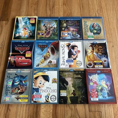 Disney DVD Blu Ray Slipcover Combo Lot Cars Aladdin Snow White Beauty Beast Frog - Imagem 1 de 4