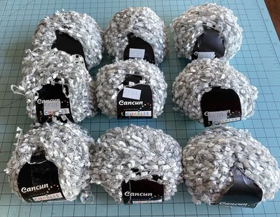 S Charles CANCUN EYELASH YARN  9 Balls 75/0030 White Gray Black - Image 1 of 3