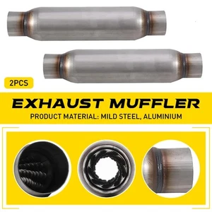 2x Exhaust Resonator 2.5" Hotdog Race Muffler Stainless Steel Body Length 12" - Picture 1 of 9
