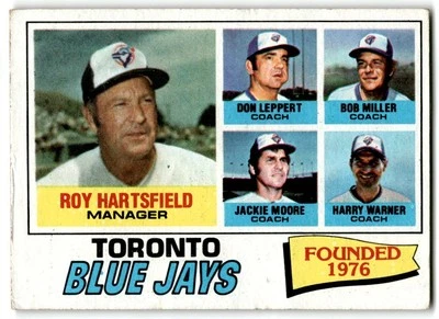 1977 Topps Roy Hartsfield/Don Leppert/Bob Miller/Jackie Moore/Harry Warner Foto 1 de 2