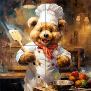 Bear Chef Tile Backsplash Ray Powers Kitchen Art Ceramic Mural OB-RPA840 - Picture 1 of 6