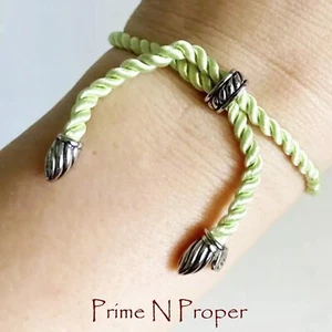 David Yurman Mint Green Adjustable Sterling Silver Silk Bracelet - Picture 1 of 3
