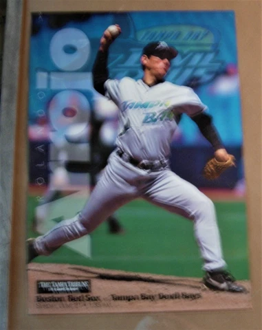 RARE Vintage MLB TAMPA BAY RAYS POSTER/ROLANDO ARROJO Original Devil Ray Team NM Cover