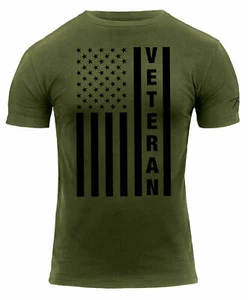 SVENDITA MARZO!!! T-shirt OD veterano bandiera USA esercito americano veterano militare ROTHCO 2793 - Foto 1 di 12