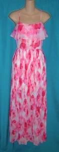 CANDIE'S Damen PINK ROT Akkordeon Plissee CHIFFON Maxi FRÜHLING Sommerkleid XS - Bild 1 von 9