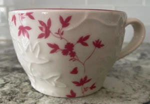Starbucks White Pink Coffee Mug Cup with Pink Leaves 9 oz 2006 - Picture 1 of 8
